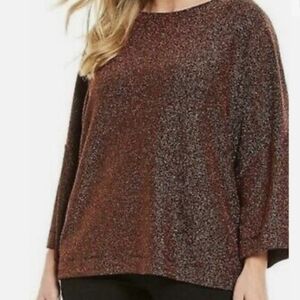 IC by Connie K Rust Black Metallic Bateau Neck Tunic Top Holidays Formal XXL